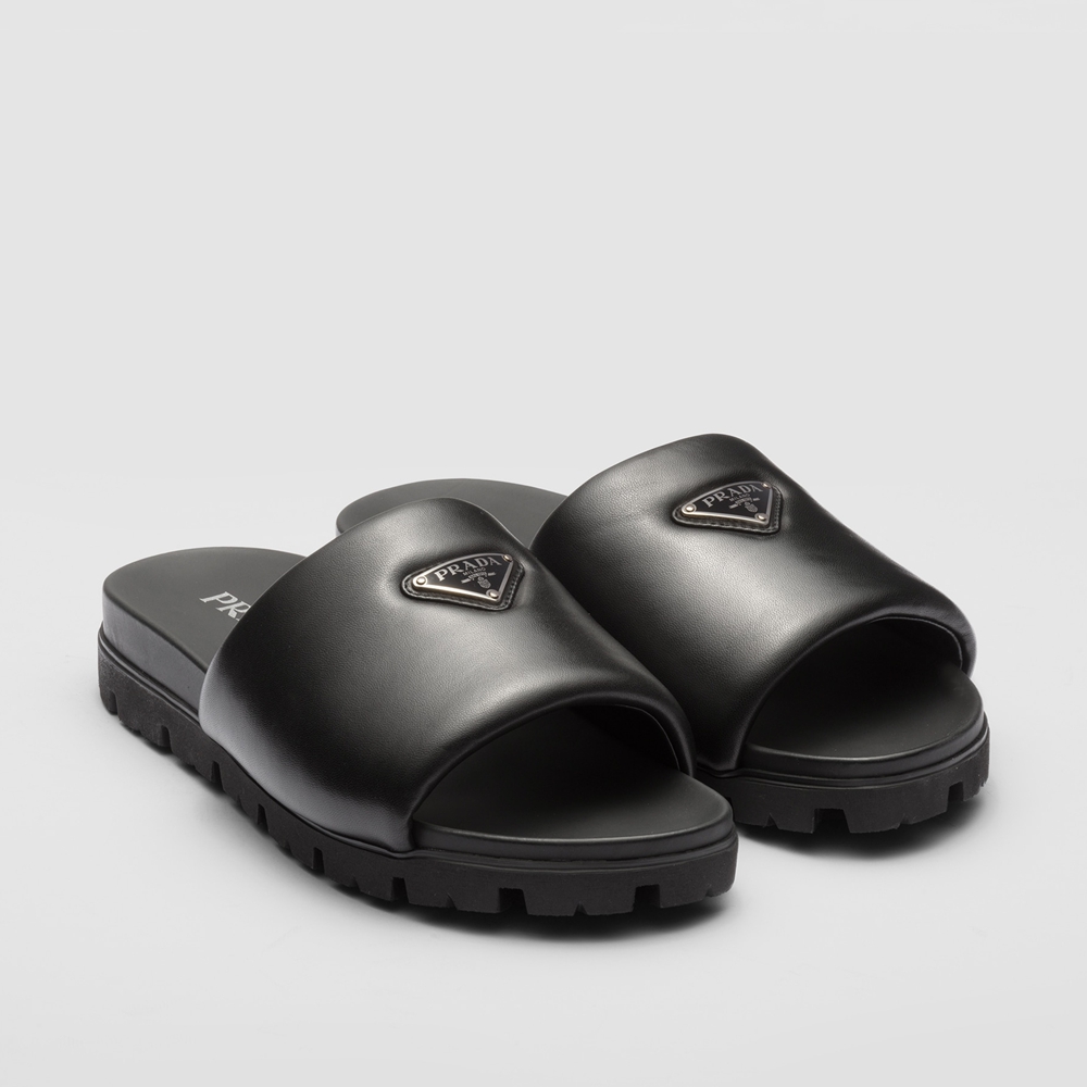 Prada Black Padded Nappa Leather Slides 2X3099_2DL8_F0002